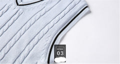 Men's Sleeveless Knit Pullover Sweater with V-Neck